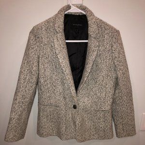 Banana Republic Wool Blend Blazer Jacket SZ 4 Petite Black / White V311217